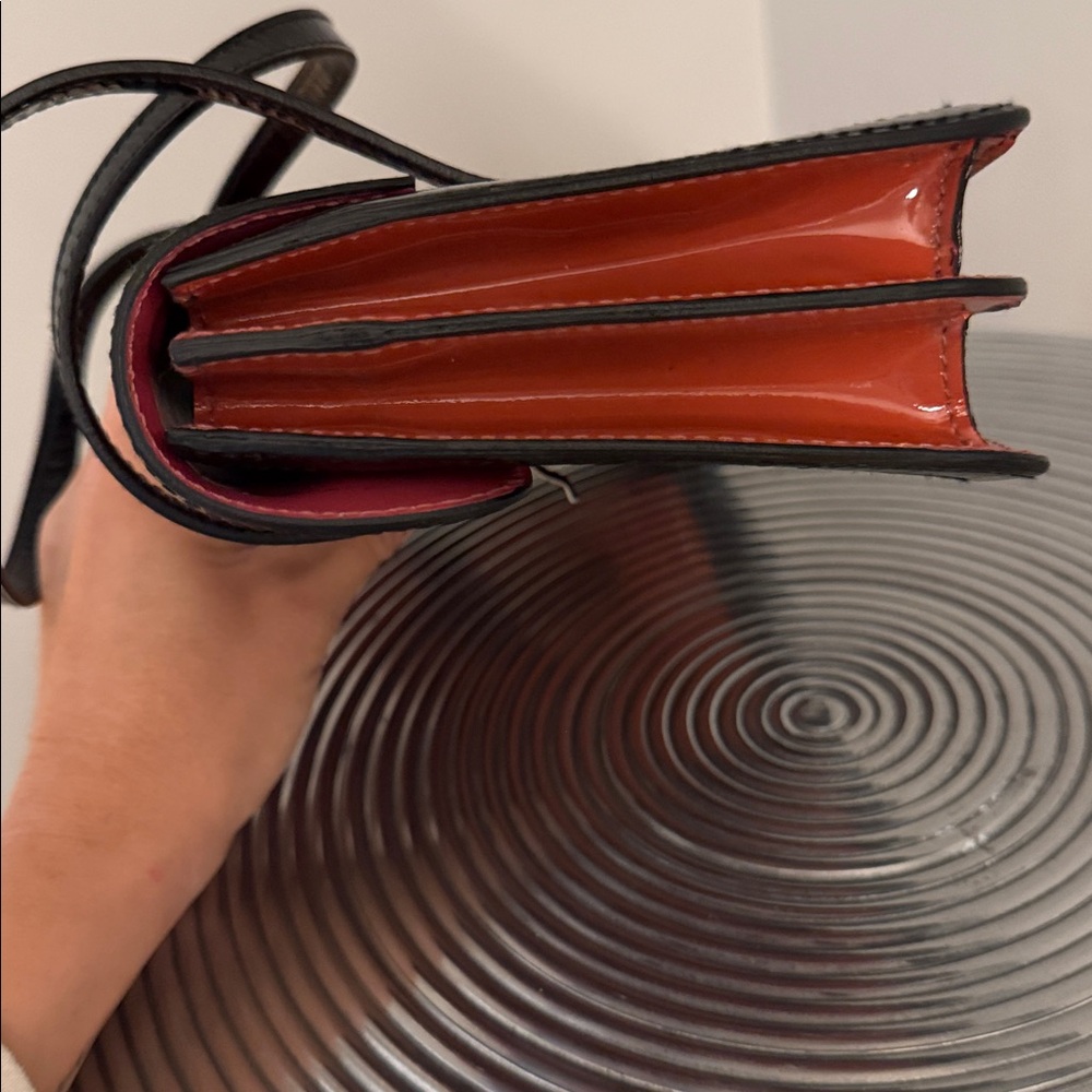 Prada Orange and Black Patent Leather Satchel - Picture 3 of 9